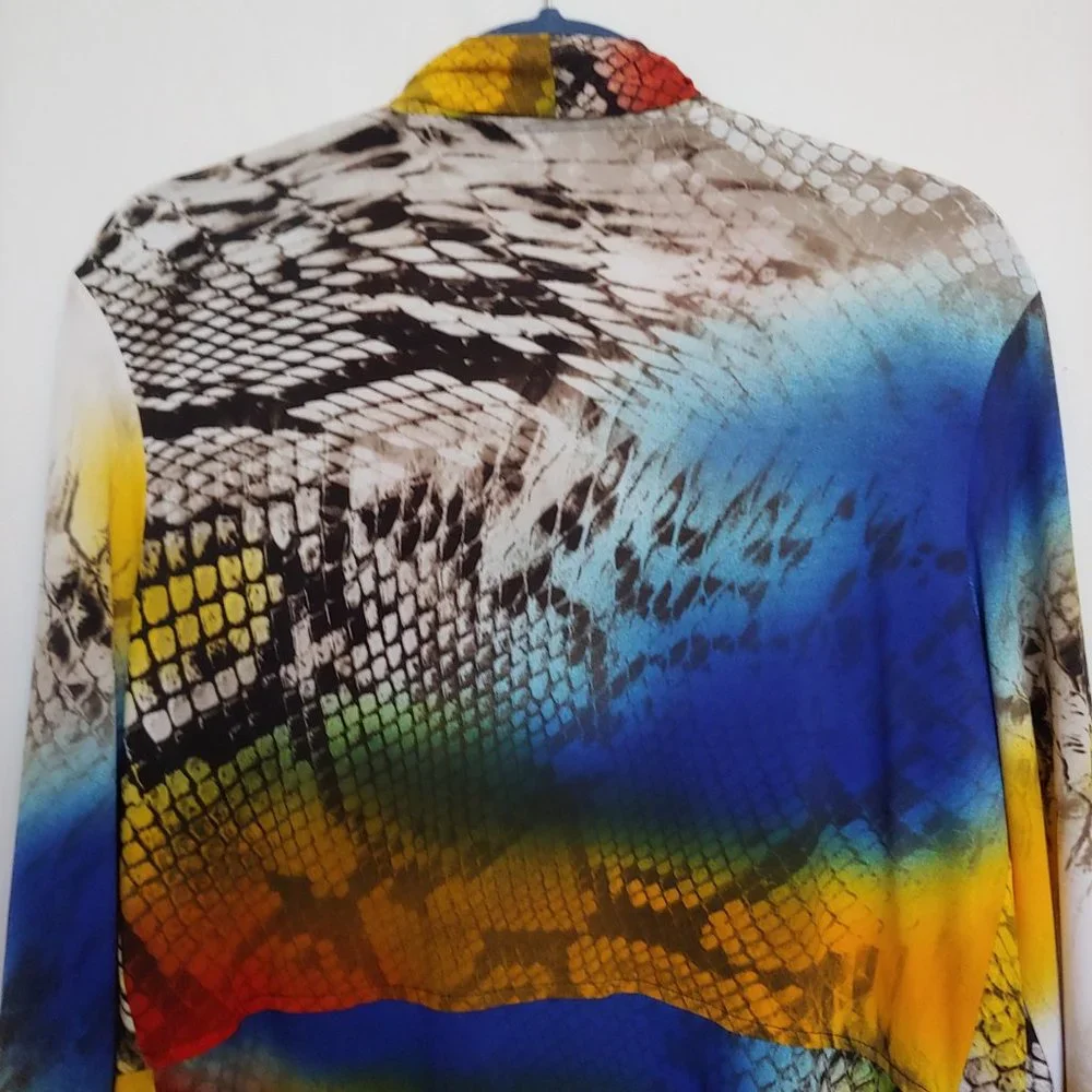Frank Lyman snake pattern colorful open jacket size 14 - Picture 9 of 13